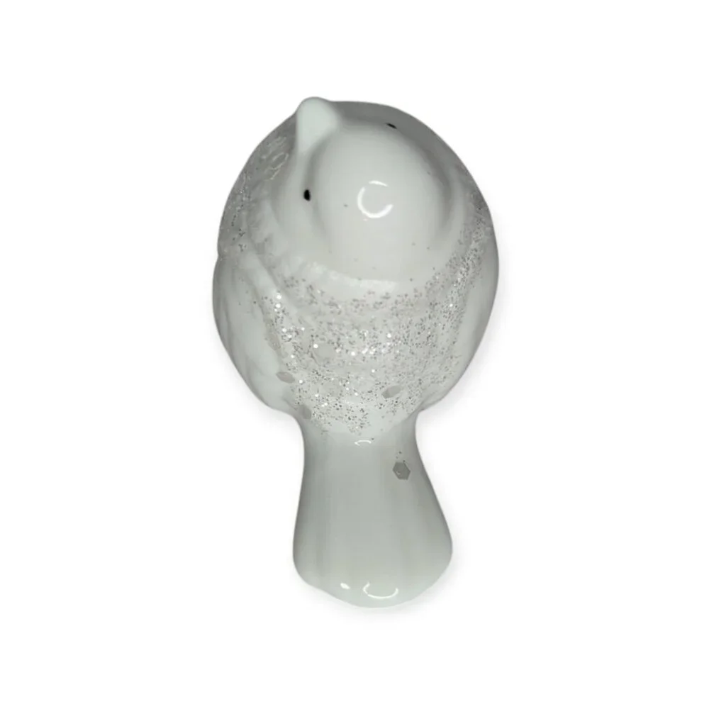 Pier 1 Imports Gemma White Sparkly Ceramic Bird Figure w/Original Box NWT